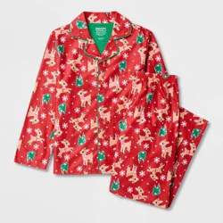 Kids&#x27; 2pc Rudolph the Red-Nosed Reindeer Christmas Coat Pajama Set - Red XS