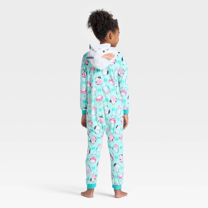 slide 2 of 3, Squishmallows Girls' Squishmallow Holiday Long Sleeve Union Suit - Aqua Blue M, 1 ct