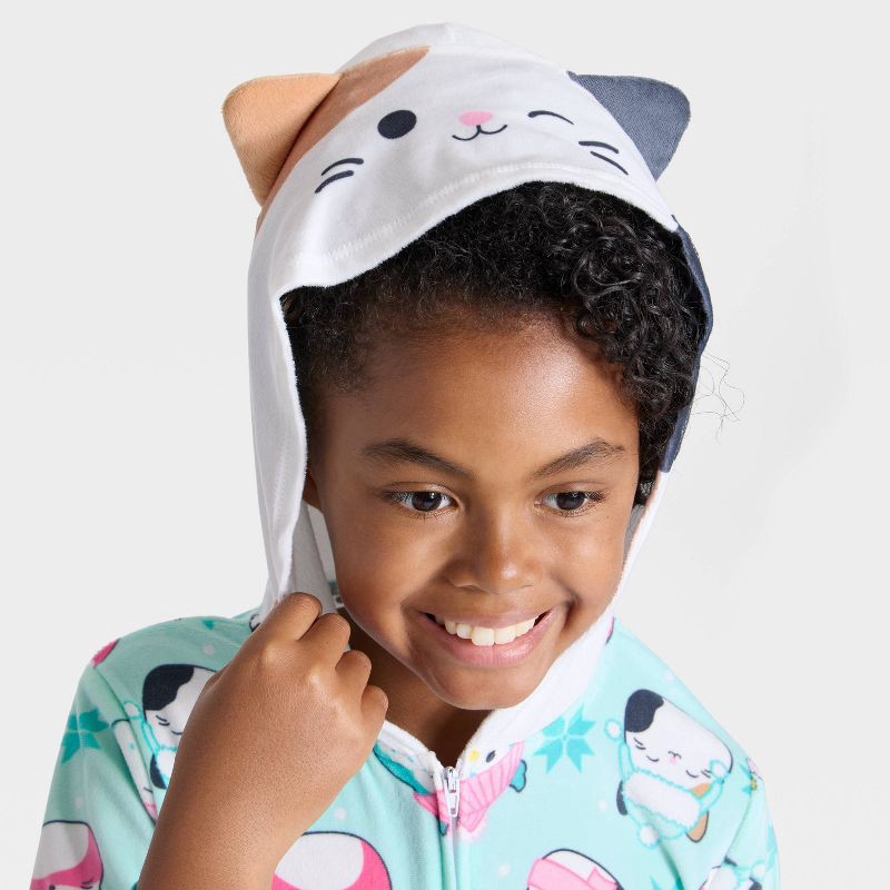 slide 3 of 3, Squishmallows Girls' Squishmallow Holiday Long Sleeve Union Suit - Aqua Blue M, 1 ct