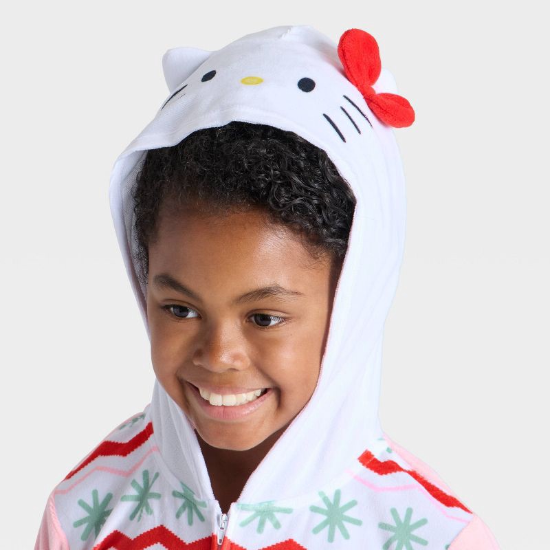 slide 3 of 3, Girls' Hello Kitty Holiday Long Sleeve Union Suit - Blush S, 1 ct