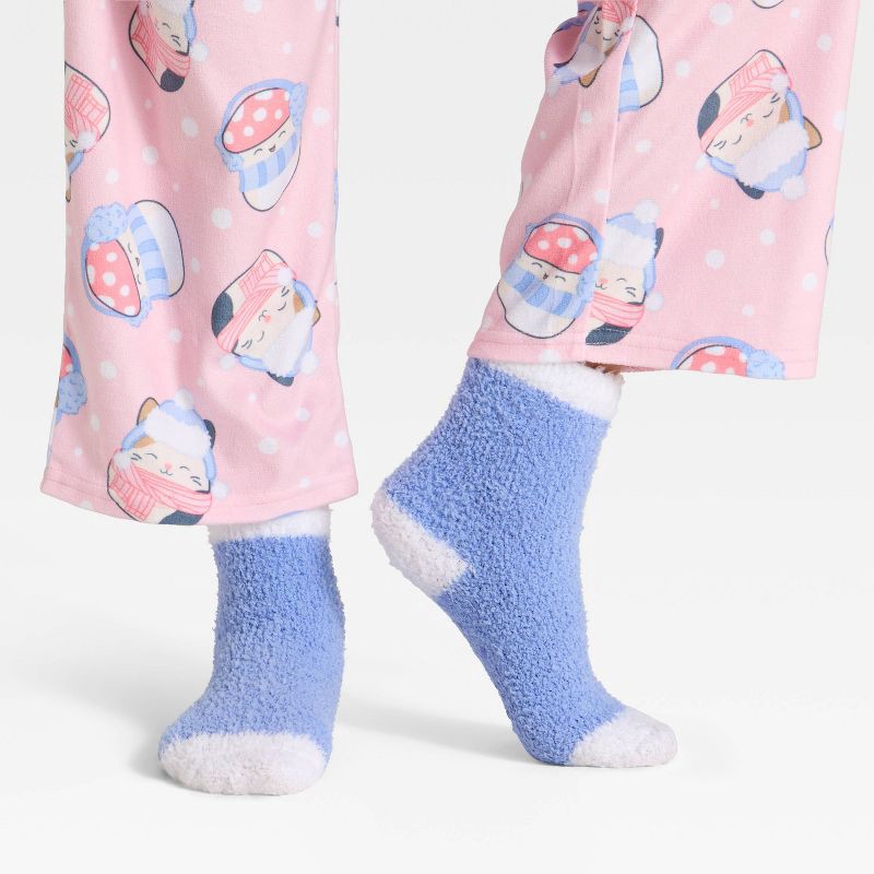 slide 5 of 5, Squishmallows Girls' 2pc Squishmallow Holiday Cozy Pajama Set with Socks - Blush M, 2 ct