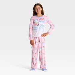 Squishmallows Girls' 2pc Squishmallow Holiday Cozy Pajama Set with Socks - Blush M