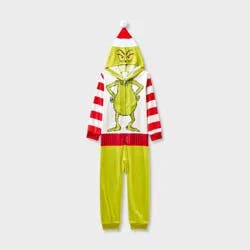 Kids' The Grinch Christmas Long Sleeve Union Suit - Green S