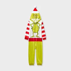 Kids' The Grinch Christmas Long Sleeve Union Suit - Green L