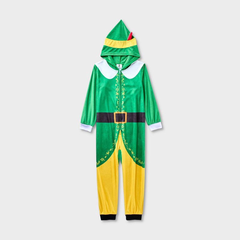 slide 1 of 3, Kids' Buddy the Elf Christmas Long Sleeve Union Suit - Green S, 1 ct