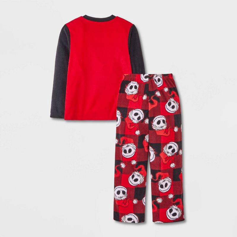 slide 2 of 4, NBC Boys' 2pc The Nightmare Before Christmas Jack Skellington Oogie Boogie Cozy Pajama Set with Socks - Red XS, 2 ct