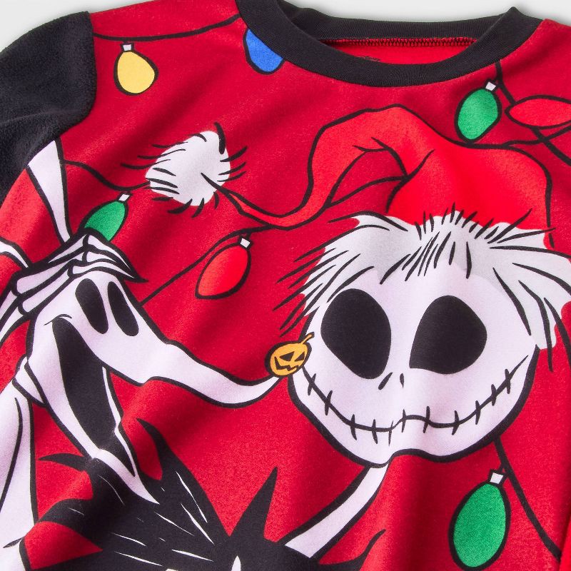 slide 4 of 4, NBC Boys' 2pc The Nightmare Before Christmas Jack Skellington Oogie Boogie Cozy Pajama Set with Socks - Red M, 2 ct