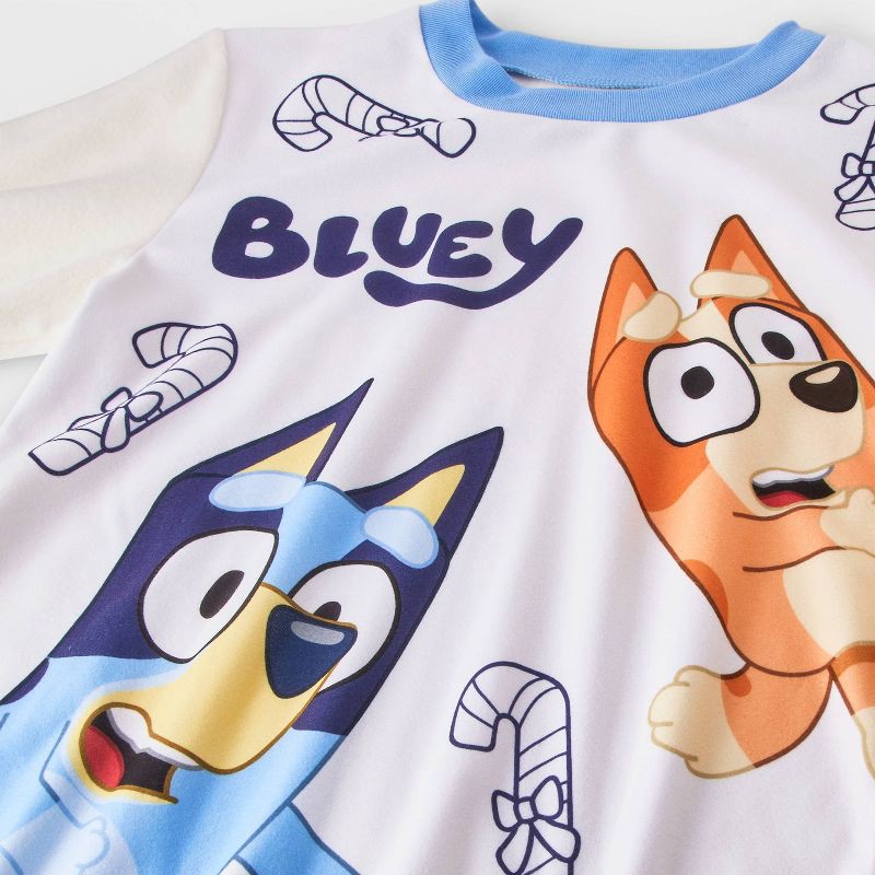 slide 4 of 4, Boys' 2pc Bluey Holiday Cozy Pajama Set with Socks - Blue XS, 2 ct