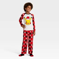 Boys' 2pc Pokemon Christmas Cozy Pajama Set with Socks - Red XS