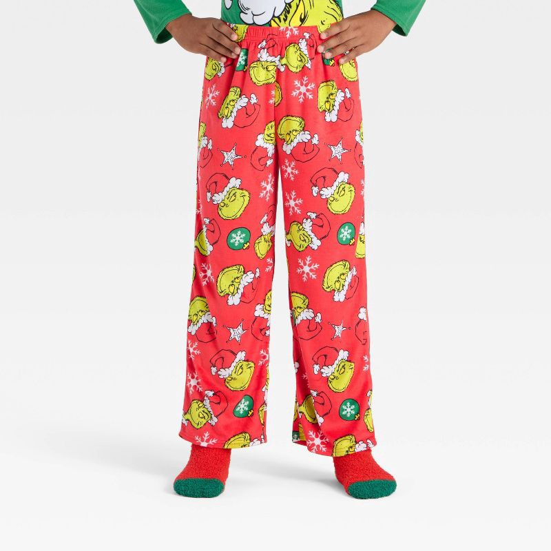 slide 4 of 5, Boys' 2pc The Grinch Christmas Cozy Pajama Set with Socks - Green M, 2 ct