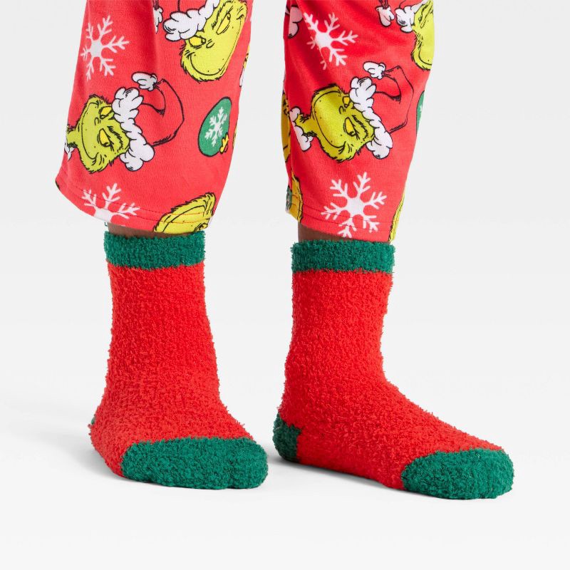 slide 5 of 5, Boys' 2pc The Grinch Christmas Cozy Pajama Set with Socks - Green M, 2 ct