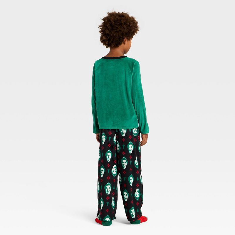 slide 2 of 5, Boys' 2pc Buddy the Elf Christmas Cozy Pajama Set with Socks - Black XS, 2 ct