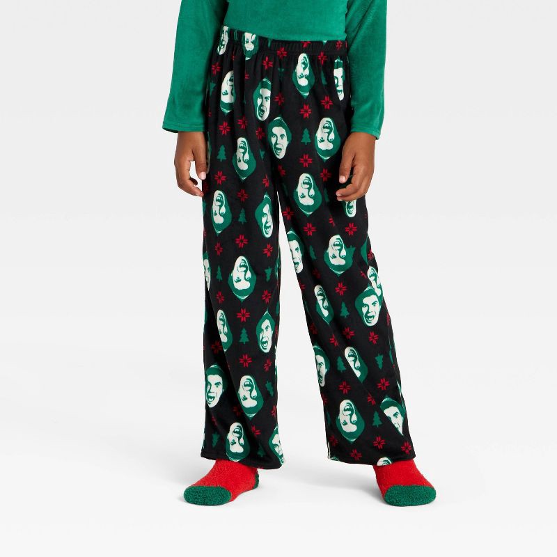 slide 4 of 5, Boys' 2pc Buddy the Elf Christmas Cozy Pajama Set with Socks - Black XS, 2 ct