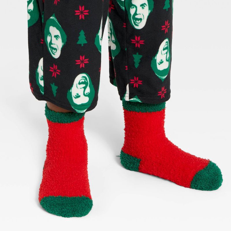 slide 5 of 5, Boys' 2pc Buddy the Elf Christmas Cozy Pajama Set with Socks - Black XS, 2 ct