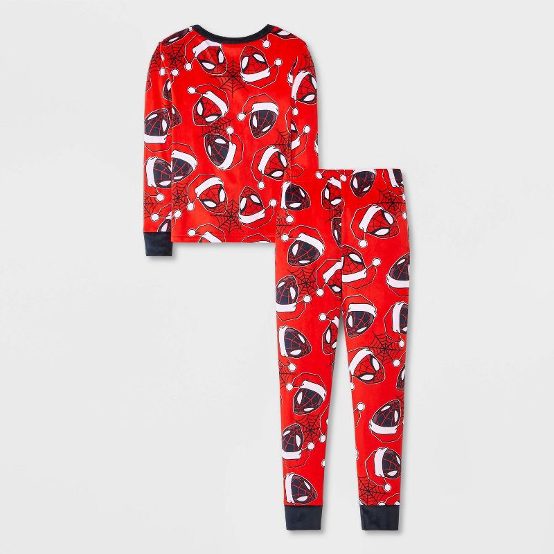 slide 2 of 4, Boys' 2pc Marvel Spider-Man Christmas Snuggly Soft Pajama Set - Red 4, 2 ct