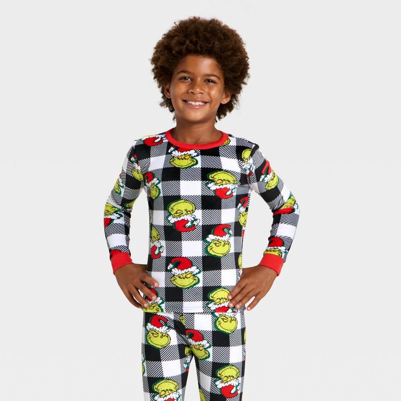 slide 3 of 4, Boys' 2pc The Grinch Christmas Snuggly Soft Pajama Set - Black 8, 2 ct
