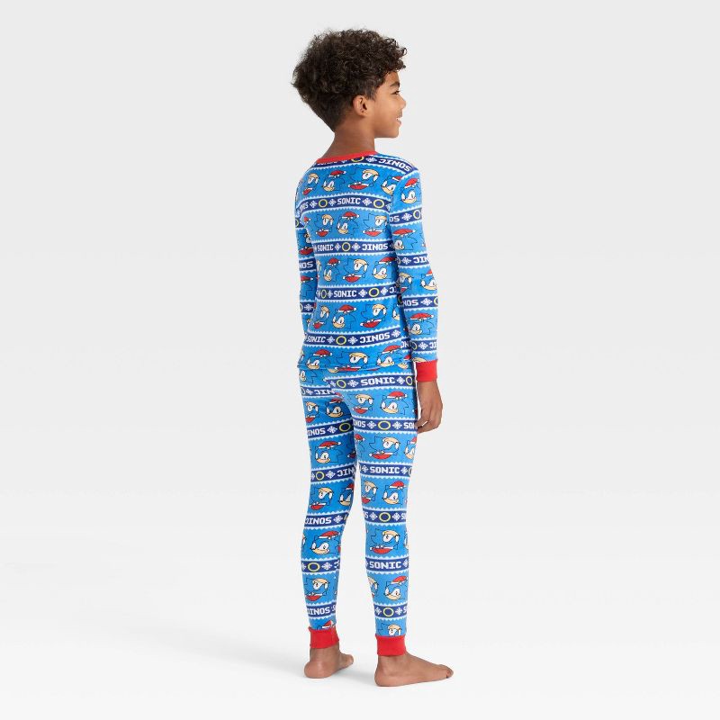 slide 2 of 4, Boys' 2pc Sonic the Hedgehog Holiday Snuggly Soft Pajama Set - Blue 8, 2 ct