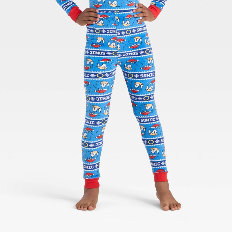 slide 4 of 4, Boys' 2pc Sonic the Hedgehog Holiday Snuggly Soft Pajama Set - Blue 8, 2 ct