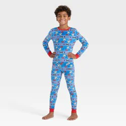 Boys' 2pc Sonic the Hedgehog Holiday Snuggly Soft Pajama Set - Blue 8
