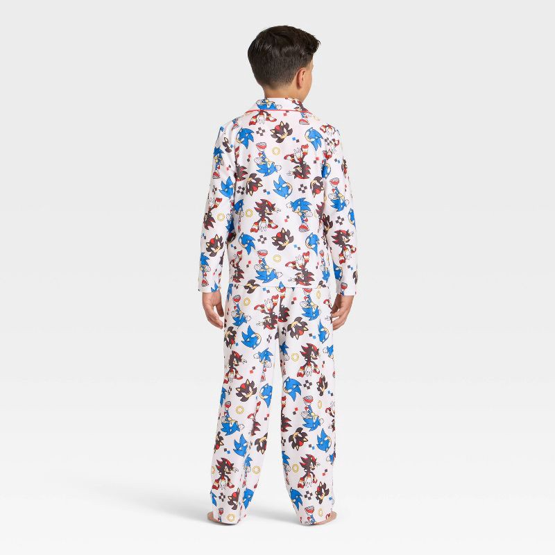 slide 2 of 4, Boys' 2pc Sonic the Hedgehog Holiday Coat Pajama Set - Cream S, 2 ct