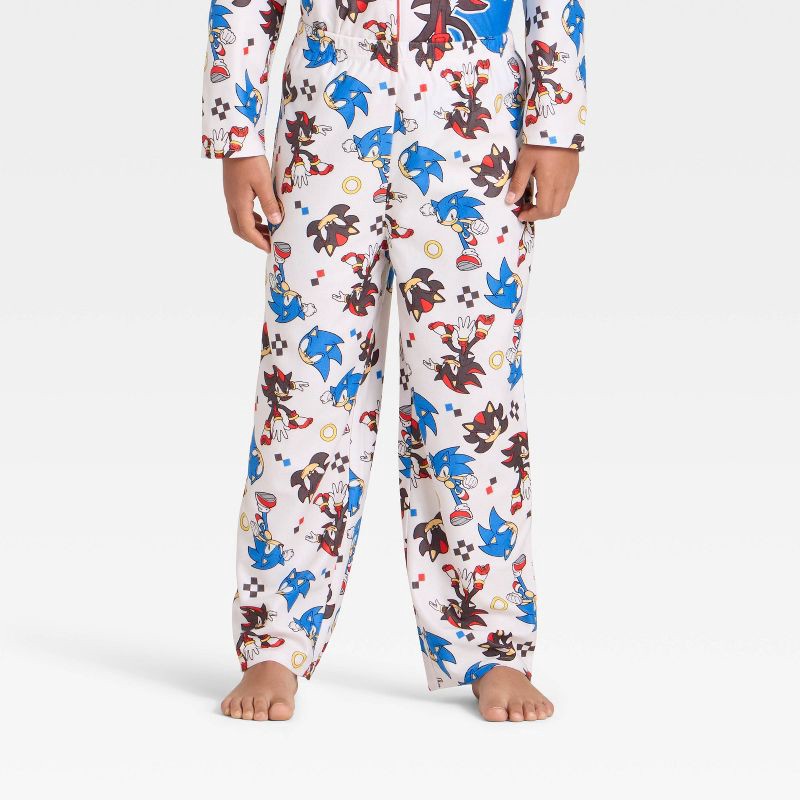 slide 4 of 4, Boys' 2pc Sonic the Hedgehog Holiday Coat Pajama Set - Cream S, 2 ct
