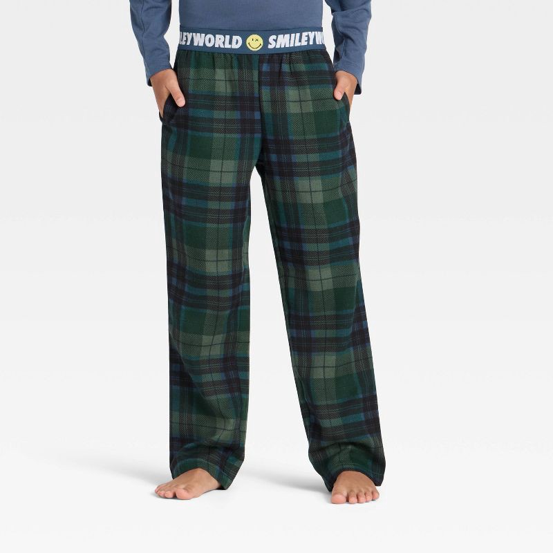 slide 4 of 4, SmileyWorld Boys' 2pc Smiley World Christmas Long Sleeve Pajama Set - Blue M, 2 ct