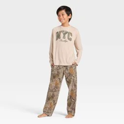Grayson Threads Kids Boys' 2pc NYC Camouflage Long Sleeve Pajama Set - Beige S