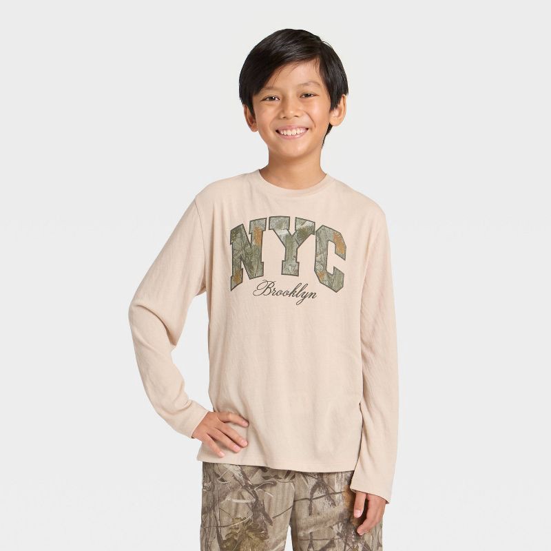 slide 3 of 4, Grayson Threads Kids Boys' 2pc NYC Camouflage Long Sleeve Pajama Set - Beige M, 2 ct