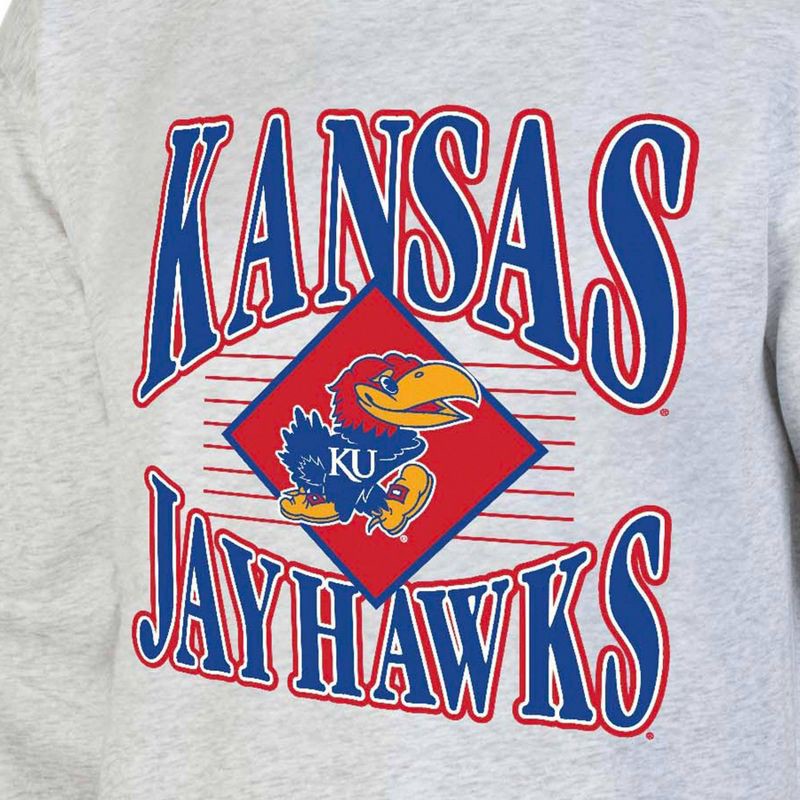 slide 3 of 3, NCAA Kansas Jayhawks Men's Crew Neck Fleece Ash Sweatshirt - XXL, 1 ct