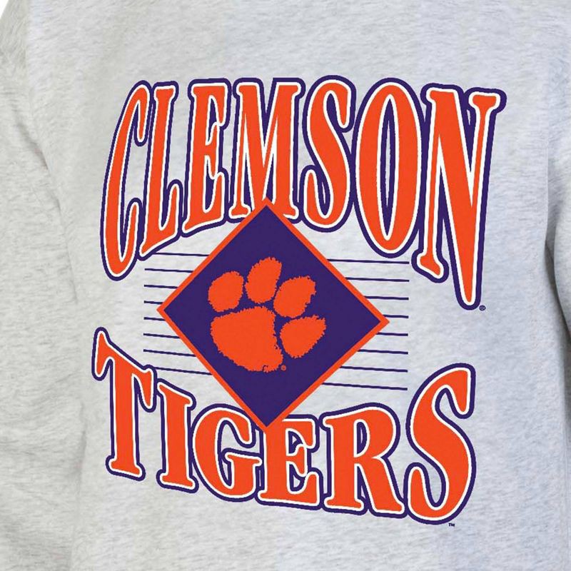 slide 3 of 3, NCAA Clemson Tigers Men's Crew Neck Fleece Ash Sweatshirt - M: Long Sleeve, 1 ct