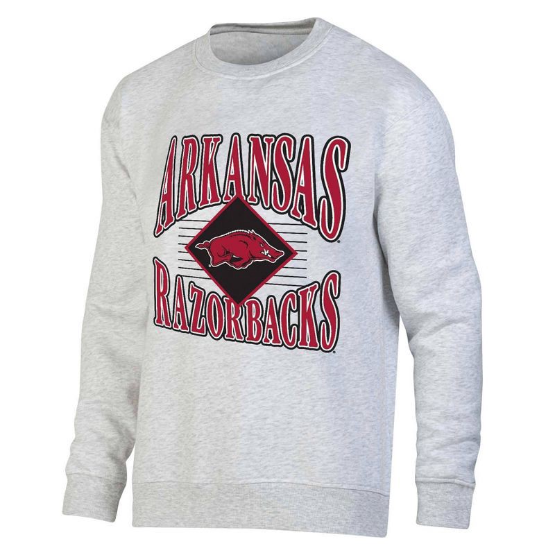 slide 1 of 3, NCAA Arkansas Razorbacks Men's Crew Neck Fleece Ash Sweatshirt - M: Cotton Pullover, Long Sleeve, 1 ct