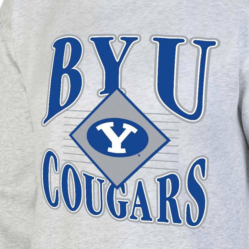 slide 3 of 3, NCAA BYU Cougars Men's Crew Neck Fleece Ash Sweatshirt - M: Long Sleeve, 1 ct