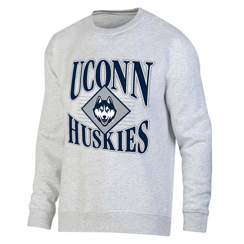slide 1 of 3, NCAA UConn Huskies Men's Crew Neck Fleece Ash Sweatshirt - XXL, 1 ct