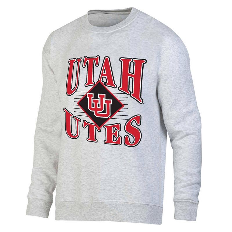 slide 1 of 3, NCAA Utah Utes Men's Crew Neck Fleece Ash Sweatshirt - L, 1 ct