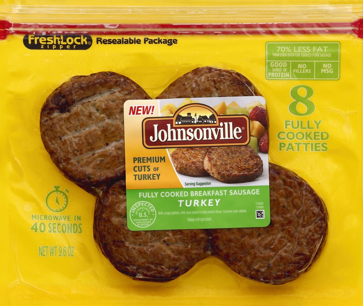 slide 5 of 5, Johnsonville Fully Cooked Turkey Breakfast Sausage Patties, 8 ct; 9.6 oz