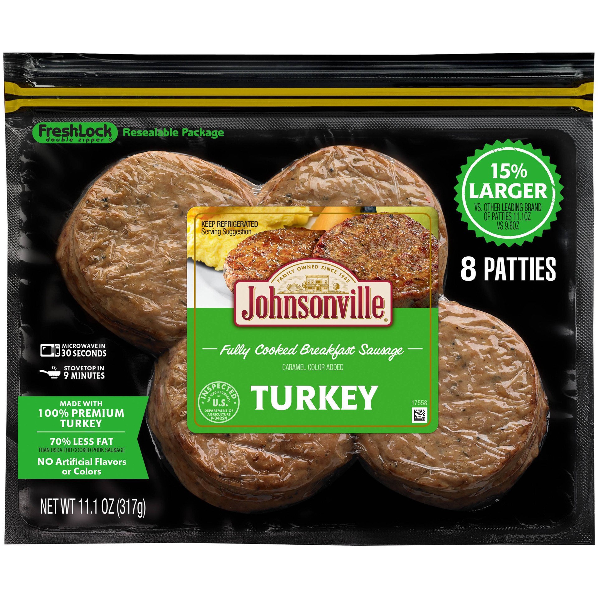 slide 1 of 5, Johnsonville Fully Cooked Turkey Breakfast Sausage Patties, 8 ct; 9.6 oz