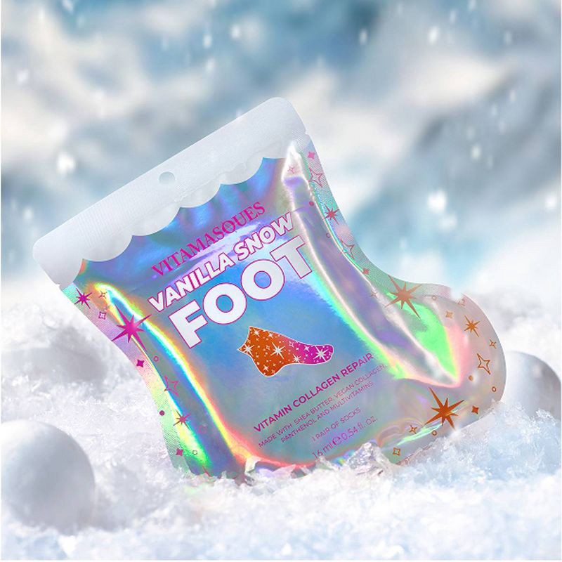 slide 3 of 4, Vitamasques Stocking Stuffer Vanilla Snow Moisturizing Foot Mask - 0.54 fl oz, 0.54 fl oz