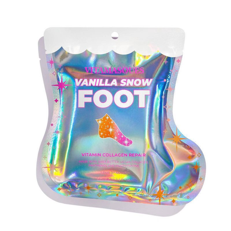 slide 1 of 4, Vitamasques Stocking Stuffer Vanilla Snow Moisturizing Foot Mask - 0.54 fl oz, 0.54 fl oz