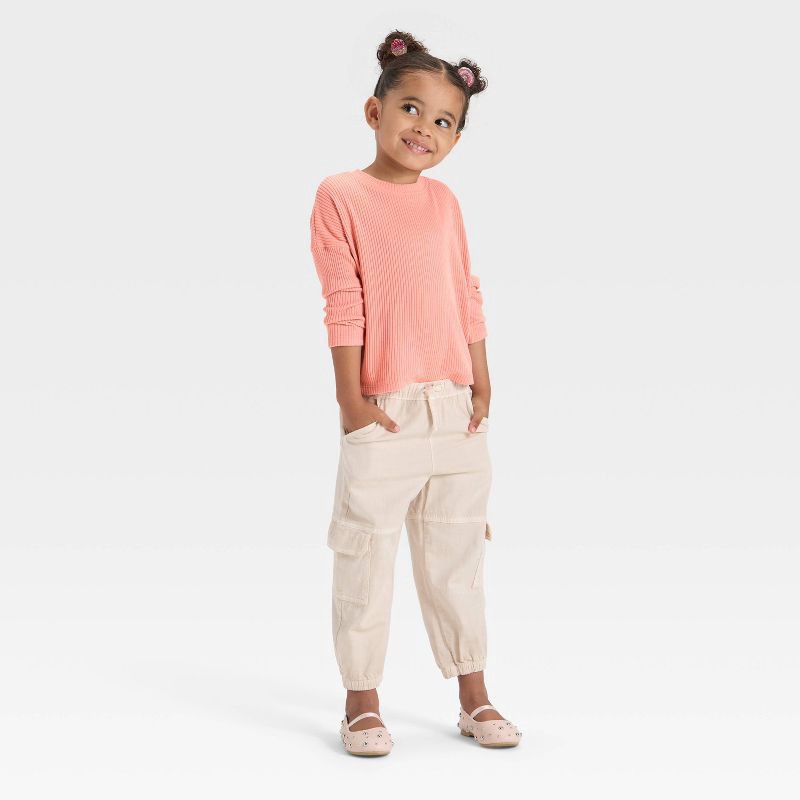 slide 2 of 3, Toddler Girls' Cozy Ribbed Top - Cat & Jack™ Coral Orange 12M, 1 ct