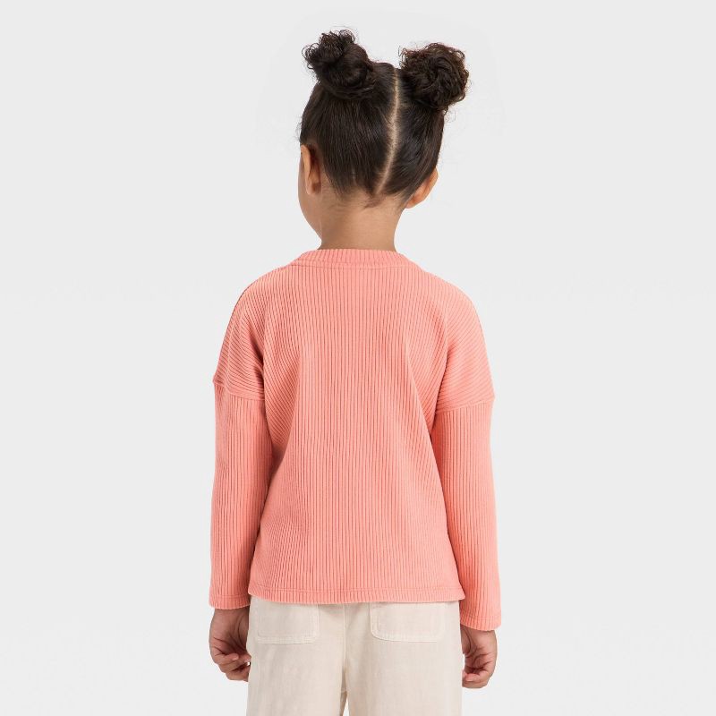 slide 2 of 3, Toddler Girls' Cozy Ribbed Top - Cat & Jack™ Coral Orange 18M, 1 ct