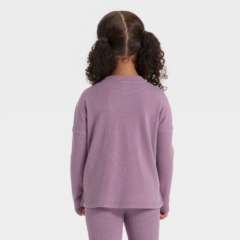 slide 2 of 3, Toddler Girls' Cozy Ribbed Top - Cat & Jack™ Plum Purple 4T, 1 ct