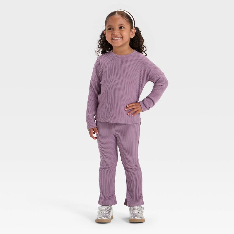 slide 3 of 3, Toddler Girls' Flared Leggings - Cat & Jack™ Plum Purple 12M, 1 ct