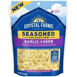 Crystal Farms Garlic and Herb Shredded Mozzarella Cheese - 7oz