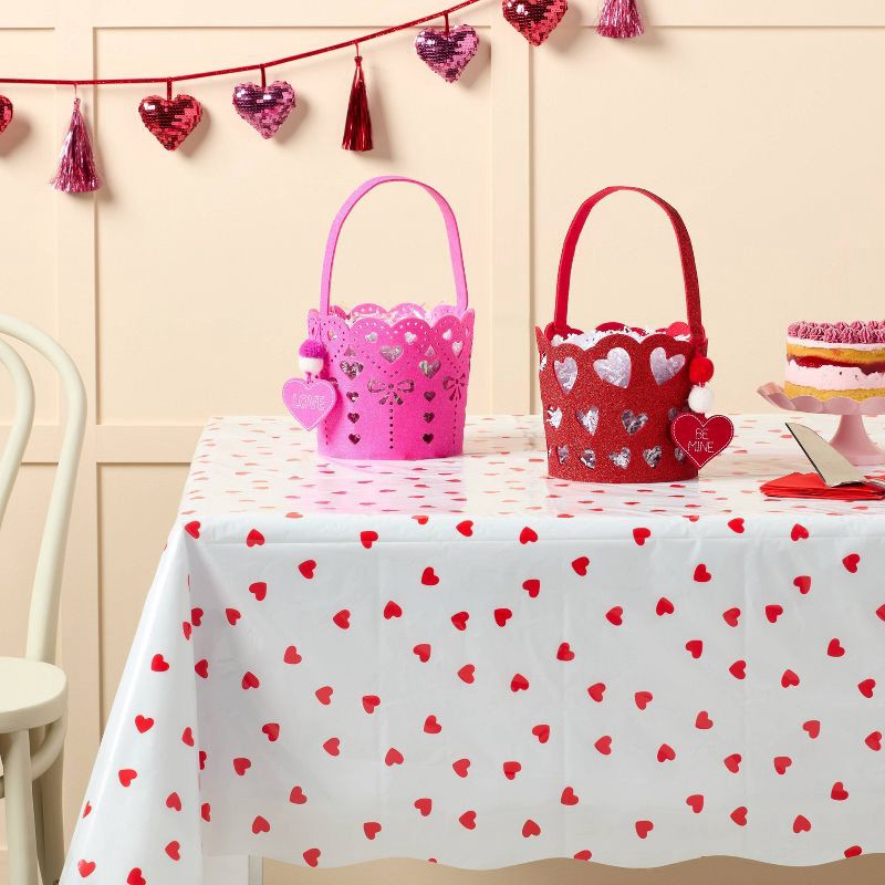 slide 2 of 3, Valentine's Day Felt Basket Red - Spritz™, 1 ct