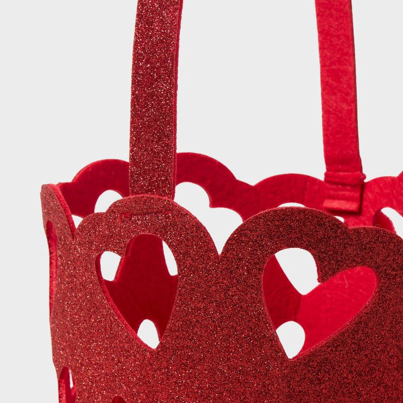 slide 3 of 3, Valentine's Day Felt Basket Red - Spritz™, 1 ct