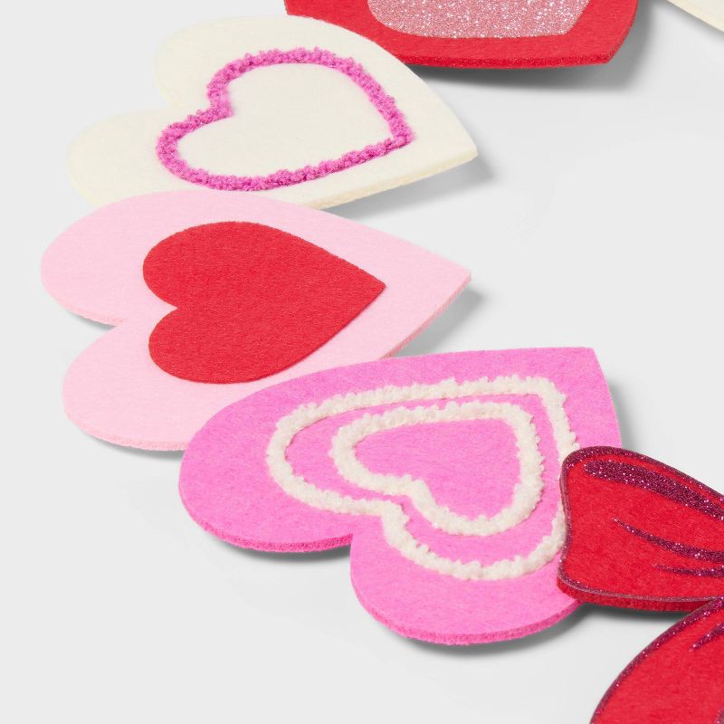 slide 3 of 3, Valentine's Day Felt Heart and Bows Wreath - Spritz™, 1 ct