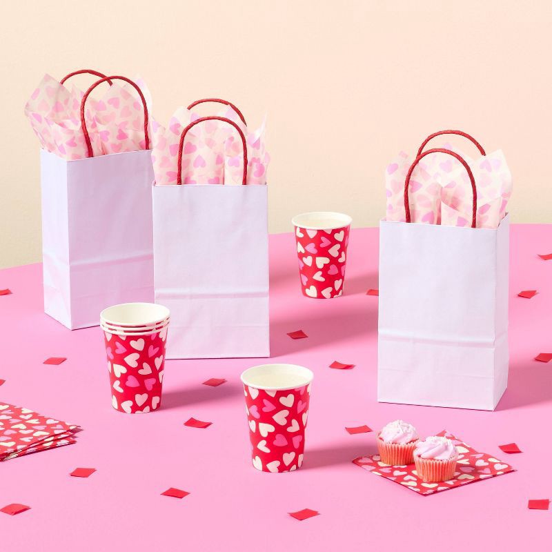 slide 2 of 3, 10ct 9oz Valentine's Day Multi Heart Toss Paper Cups Red - Spritz™, 10 ct, 9 oz