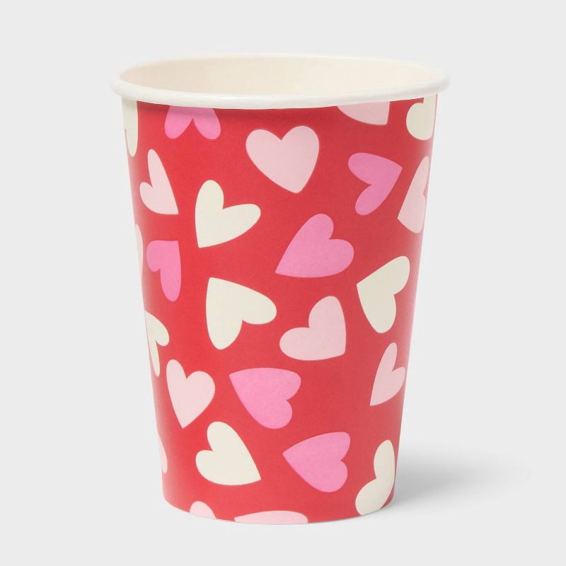 slide 3 of 3, 10ct 9oz Valentine's Day Multi Heart Toss Paper Cups Red - Spritz™, 10 ct, 9 oz