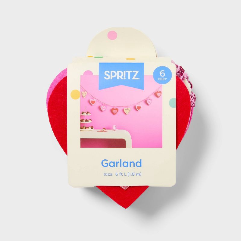 slide 4 of 4, 72" Valentine's Day Felt Heart Garland Pink/Red - Spritz™, 1 ct