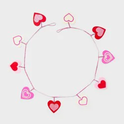 72" Valentine's Day Felt Heart Garland Pink/Red - Spritz™
